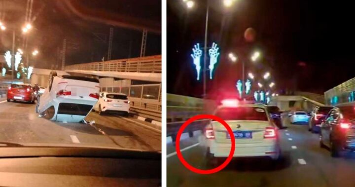 Двойное ДТП в Адлере: одна машина перевернулась, другая протаранила ДПС