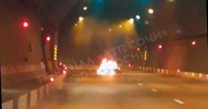 В тоннеле Сочи произошел пожар на мотоцикле